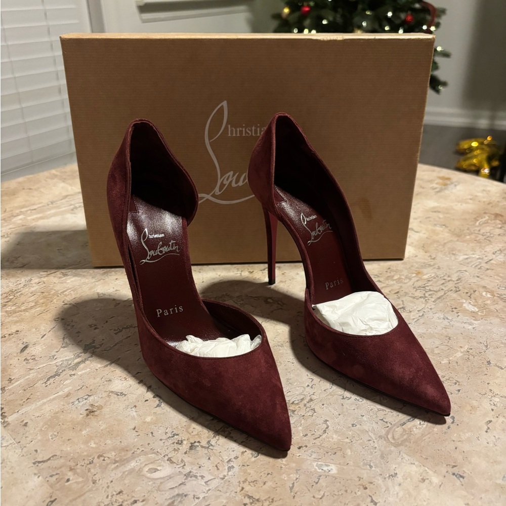 Christian Louboutin Dark Red Suede Heels